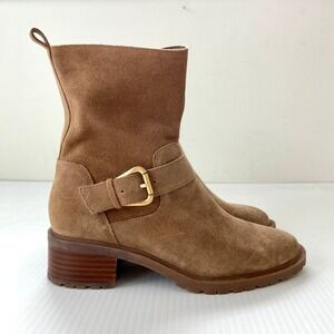 Sole Society Jorryn Tan Suede Leather Ankle Boots Booties Womens 5.5M